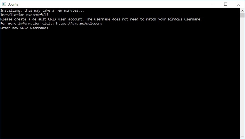 Windows WSL distribution username setup