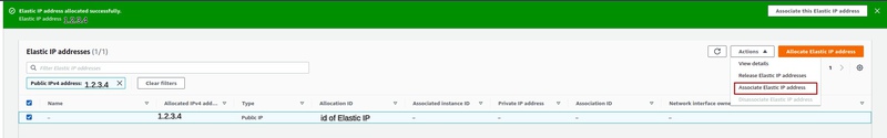 Associate this Elastic IP address