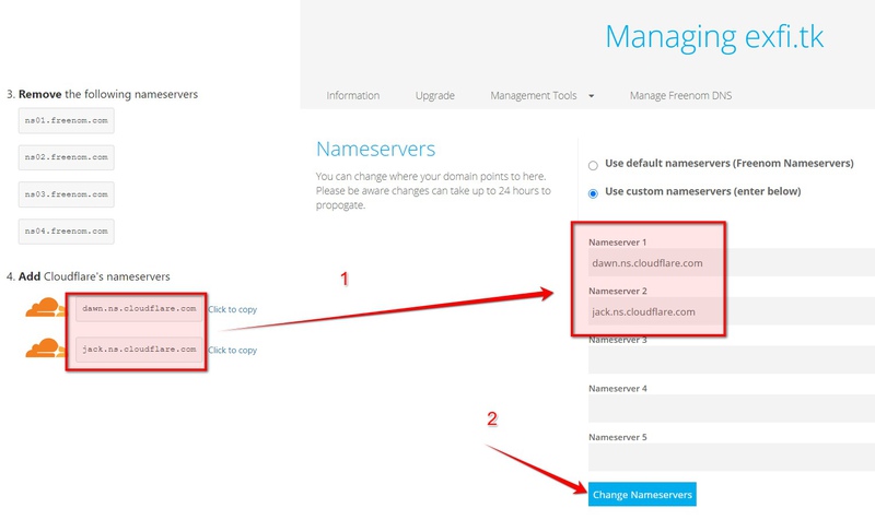 Set Cloudflare nameservers